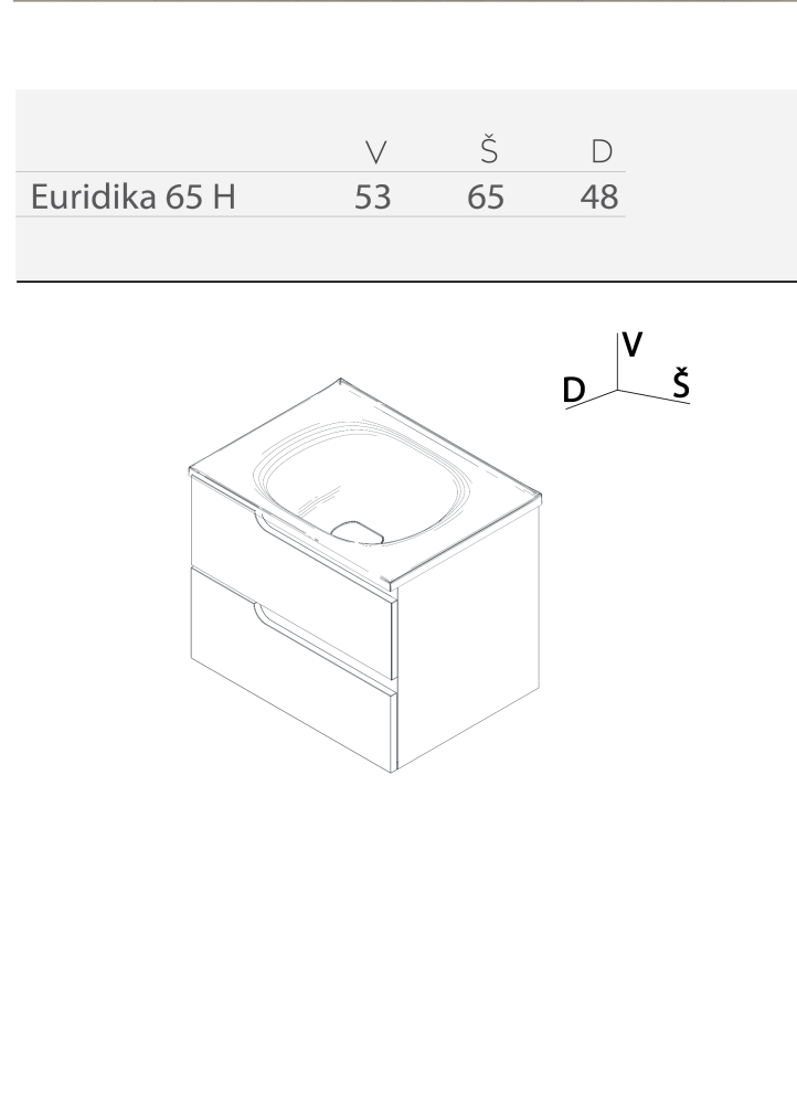 Toaletni ormarić – EURIDIKA 65 H PINO OAK – Donji deo sa umivaonikom 1