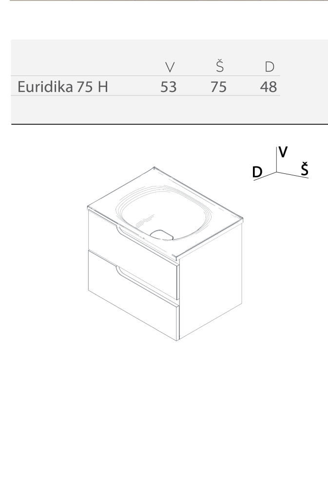 Toaletni ormarić – EURIDIKA 75 H PINO OAK – Donji deo sa umivaonikom 1